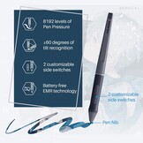 HUION 2020 Nieuwe HS611 (spacegrijs), Professionele Tekentablets, Batterijloze PW500 Digitale Pen, Uitgerust met Multimedia-aanraakknoppen (Instelbaar Volume, Muziek Afspelen), Ondersteuning voor OTG - Maat 10,2 x 6,36 Inch