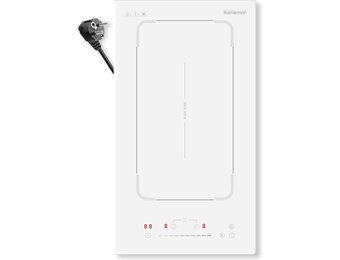 Induction Hob 2 Plates with Plug Flex Zone Booster White | 30 cm built-in induction hob with plug, 3500 W, timer, safety lock, 9 power levels, glass ceramic hotplate