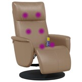 Verstelbare Massagestoel met Voetensteun Kunstleer Cappuccino - 35% Korting