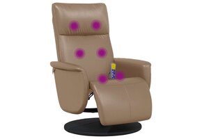 Verstelbare Massagestoel met Voetensteun Kunstleer Cappuccino - 35% Korting