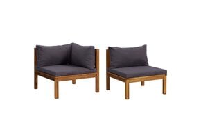 vidaXL Bankstel Massief Acaciahout & Donkergrijze Kussens - 35% Korting