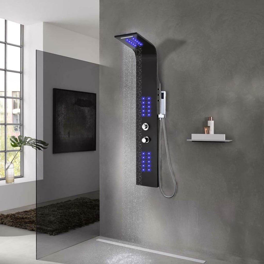 vidaXL Douchepaneel Aluminium Zwart - 30% Korting!