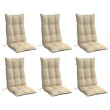 vidaXL Stoelkussens 6 st hoge rug oxford stof beige