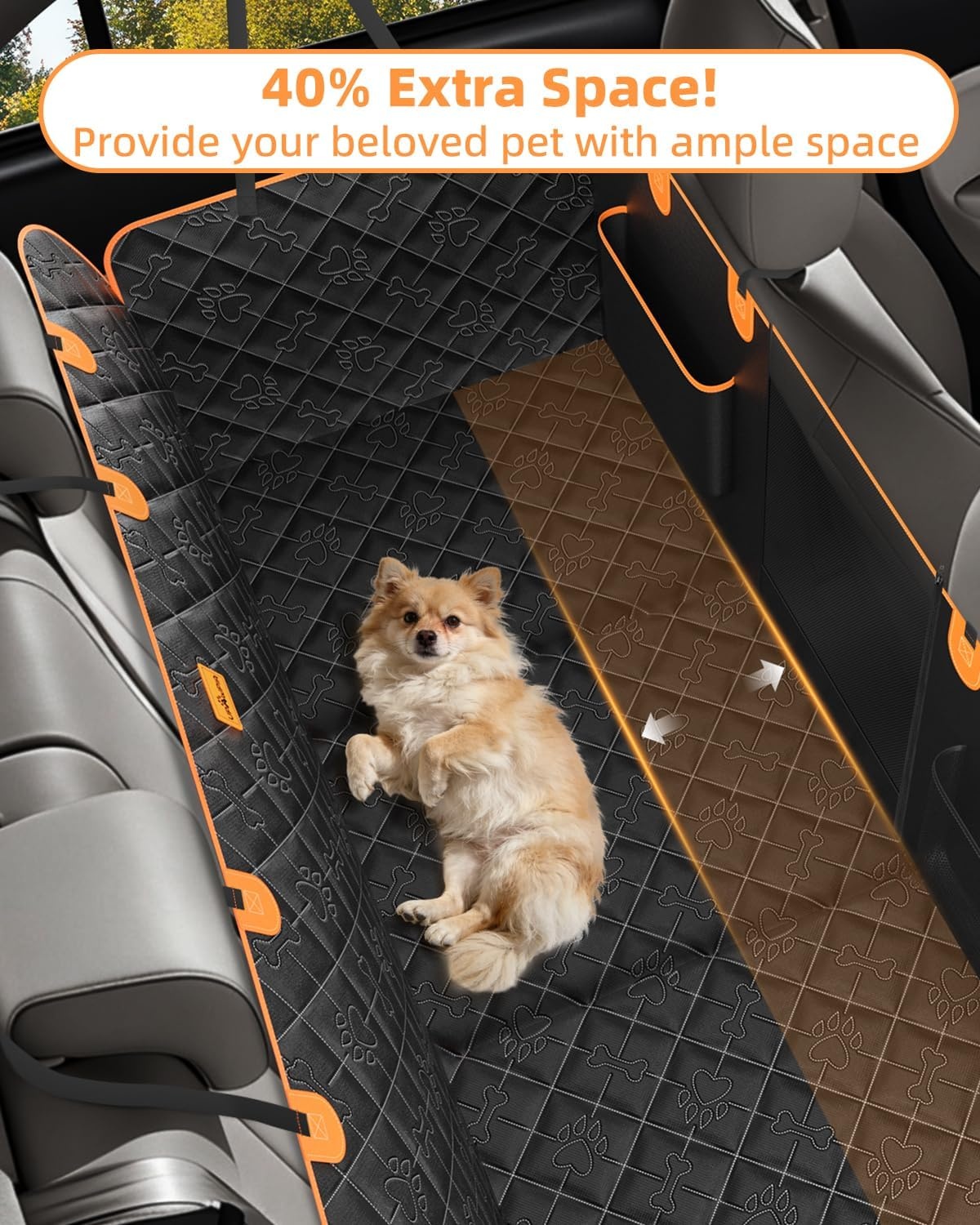 Achterbank Extender voor Honden Waterdichte & Opvouwbare Harde Bodem Hond Autostoelhoes Krasbestendige Antislip Hond Hangmat voor Auto Achterbank met Mesh Venster Universeel Past voor de