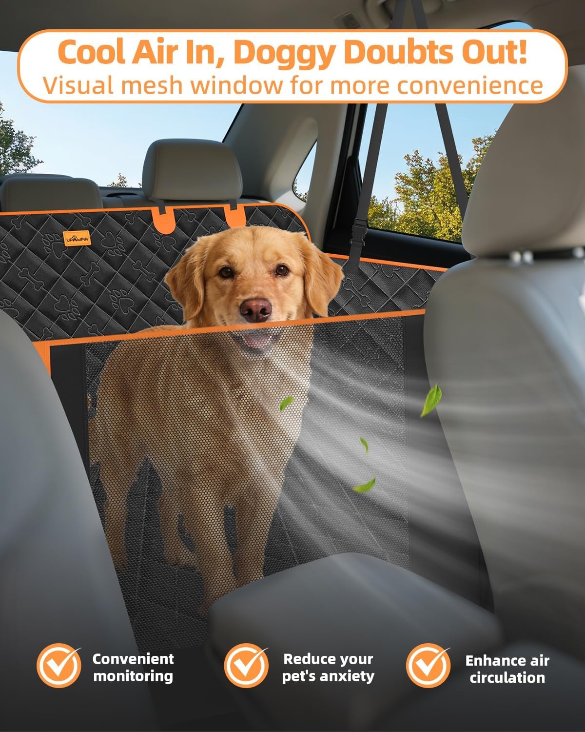 Achterbank Extender voor Honden Waterdichte & Opvouwbare Harde Bodem Hond Autostoelhoes Krasbestendige Antislip Hond Hangmat voor Auto Achterbank met Mesh Venster Universeel Past voor de
