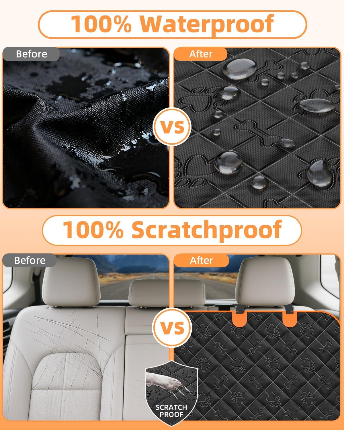 Achterbank Extender voor Honden Waterdichte & Opvouwbare Harde Bodem Hond Autostoelhoes Krasbestendige Antislip Hond Hangmat voor Auto Achterbank met Mesh Venster Universeel Past voor de