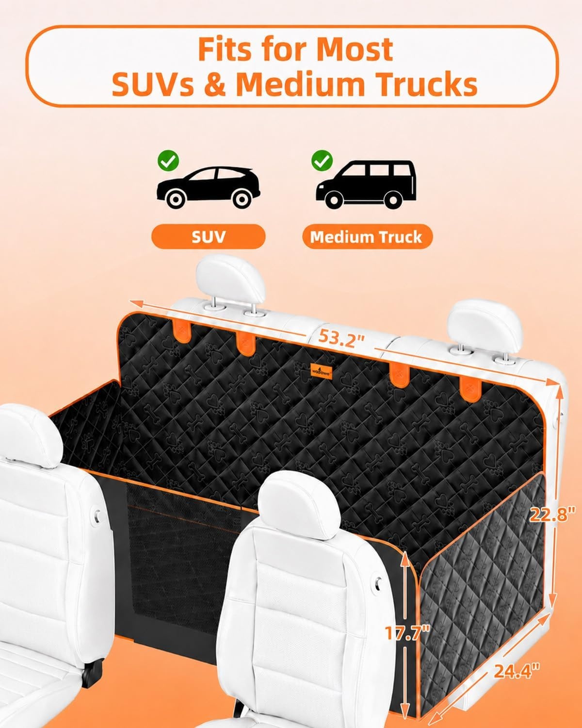Achterbank Extender voor Honden Waterdichte & Opvouwbare Harde Bodem Hond Autostoelhoes Krasbestendige Antislip Hond Hangmat voor Auto Achterbank met Mesh Venster Universeel Past voor de