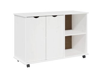 vidaXL Rolling Kast met wiel Wit 100 x 39 x 65,5 cm Massief Vurenhout