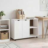 vidaXL Rolling Kast met wiel Wit 100 x 39 x 65,5 cm Massief Vurenhout