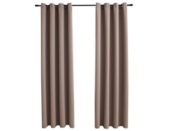 vidaXL Gordijn verduisterend met metalen ringen 2 st 140x245 cm taupe