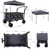 150 l opvouwbare wagen met 150 kg gewicht capaciteit, Utility trolley heavy duty met afneembare kap, grijs