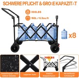 150 l opvouwbare wagen met 150 kg gewicht capaciteit, Utility trolley heavy duty met afneembare kap, grijs