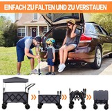 150 l opvouwbare wagen met 150 kg gewicht capaciteit, Utility trolley heavy duty met afneembare kap, grijs