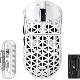 ATTACK SHARK R5 Ultra koolstofvezel gaming-muis, 39 g superlight, 8000Hz draadloze muis, 42000 DPI, PAW3950MAX-sensor, Nordic 52840 MCU, Bluetooth/2.4G/bekabeld, met spiraalkabel, PC/Mac, wit