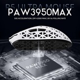 ATTACK SHARK R5 Ultra koolstofvezel gaming-muis, 39 g superlight, 8000Hz draadloze muis, 42000 DPI, PAW3950MAX-sensor, Nordic 52840 MCU, Bluetooth/2.4G/bekabeld, met spiraalkabel, PC/Mac, wit