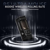 ATTACK SHARK R5 Ultra koolstofvezel gaming-muis, 39 g superlight, 8000Hz draadloze muis, 42000 DPI, PAW3950MAX-sensor, Nordic 52840 MCU, Bluetooth/2.4G/bekabeld, met spiraalkabel, PC/Mac, wit