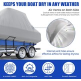 Center Console Boat Cover 22-24ft, Trailerable T-Top/Hard-Top Boat Cover, Heavy Duty Marine Grade Oxford Waterproof Boat Covers