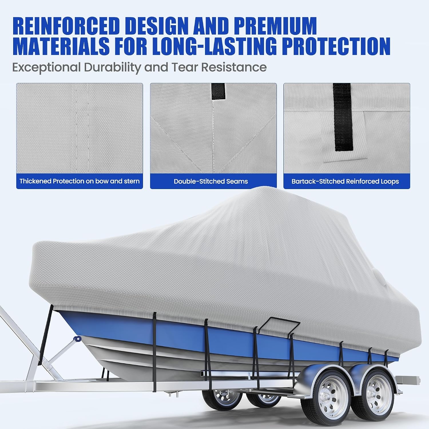 Center Console Boat Cover 22-24ft, Trailerable T-Top/Hard-Top Boat Cover, Heavy Duty Marine Grade Oxford Waterproof Boat Covers
