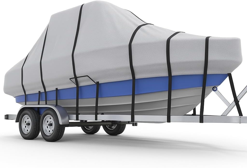 Center Console Boat Cover 22-24ft, Trailerable T-Top/Hard-Top Boat Cover, Heavy Duty Marine Grade Oxford Waterproof Boat Covers