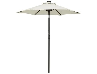 vidaXL Parasol met LED-verlichting 200x211 cm aluminium zandkleurig