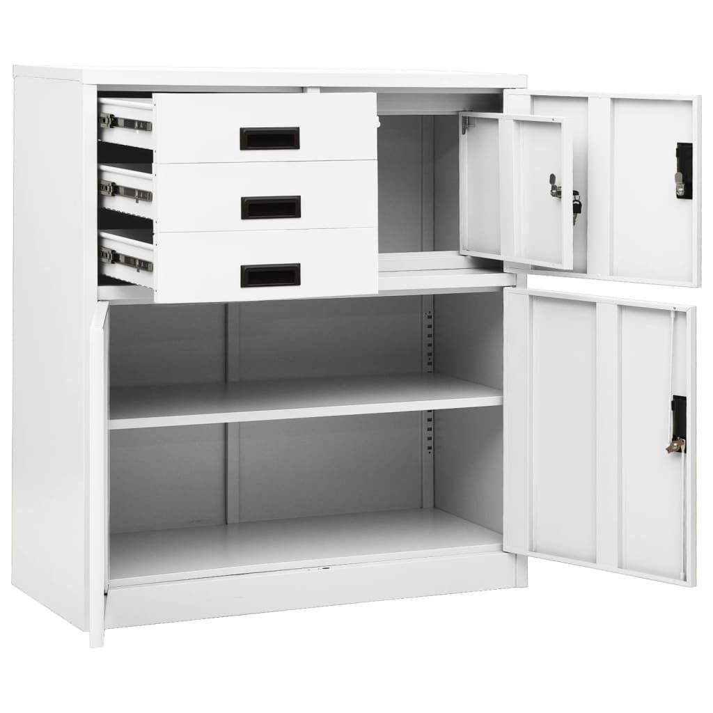 vidaXL Kantoorkast 90x40x102 cm staal wit