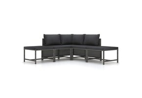 5-delige Loungeset Poly Rattan Grijs - 35% Korting