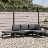 vidaXL 5-delige Loungeset met kussens poly rattan grijs