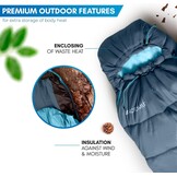 NORDMUT winterslaapzak -10 tot 0 graden, opvouwbare winterslaapzak voor buiten, geschikt voor kamperen, 1700 g – mummyslaapzak, waterafstotend, 350 GSM, met capuchon en verwarmende kraag