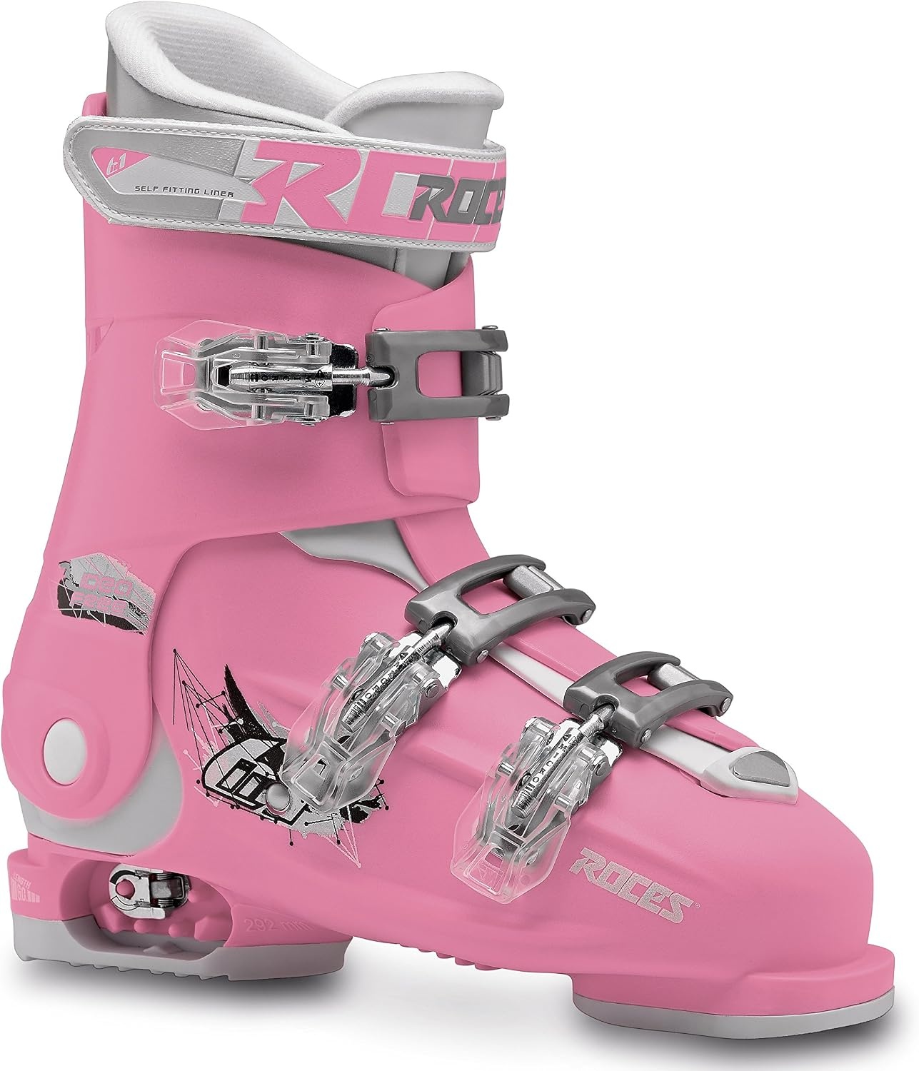 Roces Kinder Idea Free 22.5-25.5 Kinderskischuh-Verstellbar, Deep Pink-White