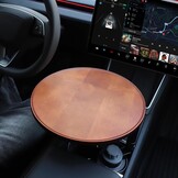 topfit Autodienblad autobureau voor laptop 360 graden draaibare houten bekerhouder tafel stuurtablet, autoaccessoire voor de meeste voertuigen compatibel met Tesla Model Y/3/S