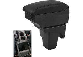 Armleuningbox voor Ford Focus MK2 (2005-2011) - Dubbellaags, Zwart PU-leer - 36% Korting