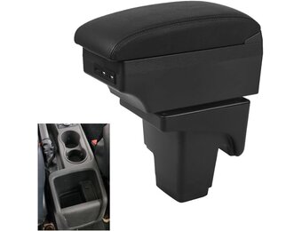 Autoarmleuningbox voor Focus 2 MK2 2005-2011, dubbellaagse armleuning met 3 USB-oplaadpoorten, middenconsole, opbergdoos van zwart PU-leer