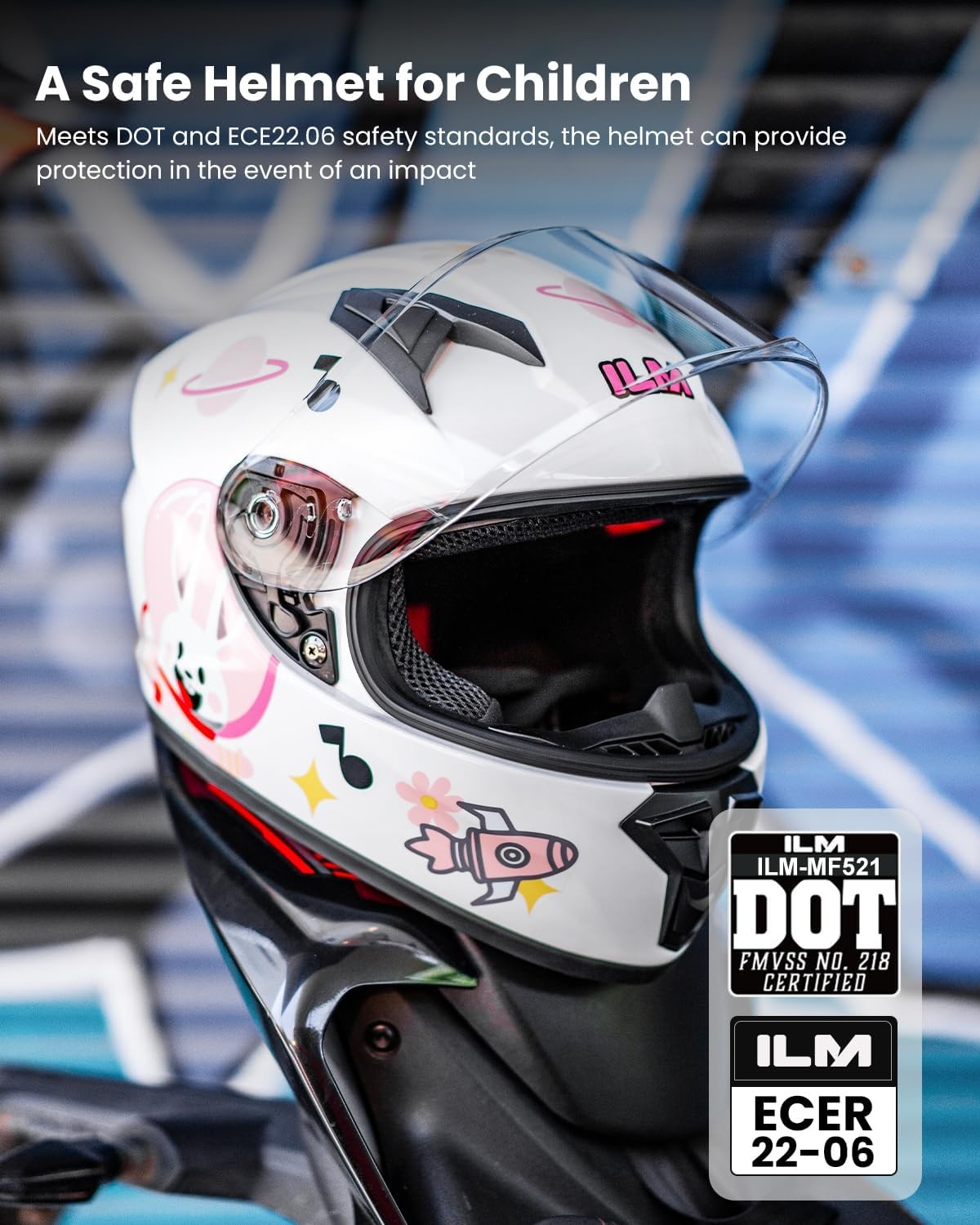 ILM Motorhelm Kinderen Volgelaats ECE Model MF521 - Maat XL
