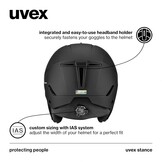 uvex Unisex-Adult, stance ski helmet, black matt, 58-62 cm