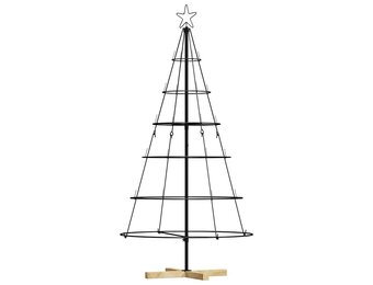 vidaXL Kerst Cone Boom met standaard Zwart 150 cm Staal