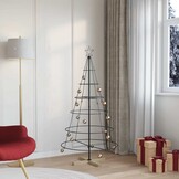 vidaXL Kerst Cone Boom met standaard Zwart 150 cm Staal