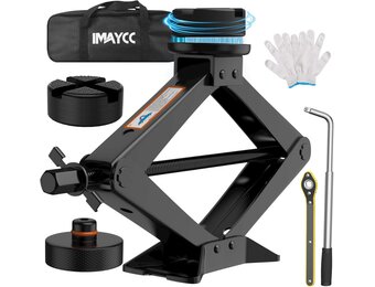 IMAYCC 3T Autokrik, nieuwe upgrade, universele schaarkrik voor auto met rubberen pad, draagbare krik met wielmoersleutel, auto-noodset voor SUV, MPV, Tesla, onderhoud en reparatie
