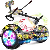 Hoverboard met zitbevestiging, combo, 6,5 inch, zelfbalancerende hoverboards met bluetooth-luidspreker en ledverlichting, voor kinderen, meisjes en jongens, inclusief go-kart