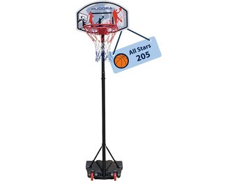 Hudora Basketbalstandaard All Stars basketbalstandaard, in hoogte verstelbaar, 165-205 cm