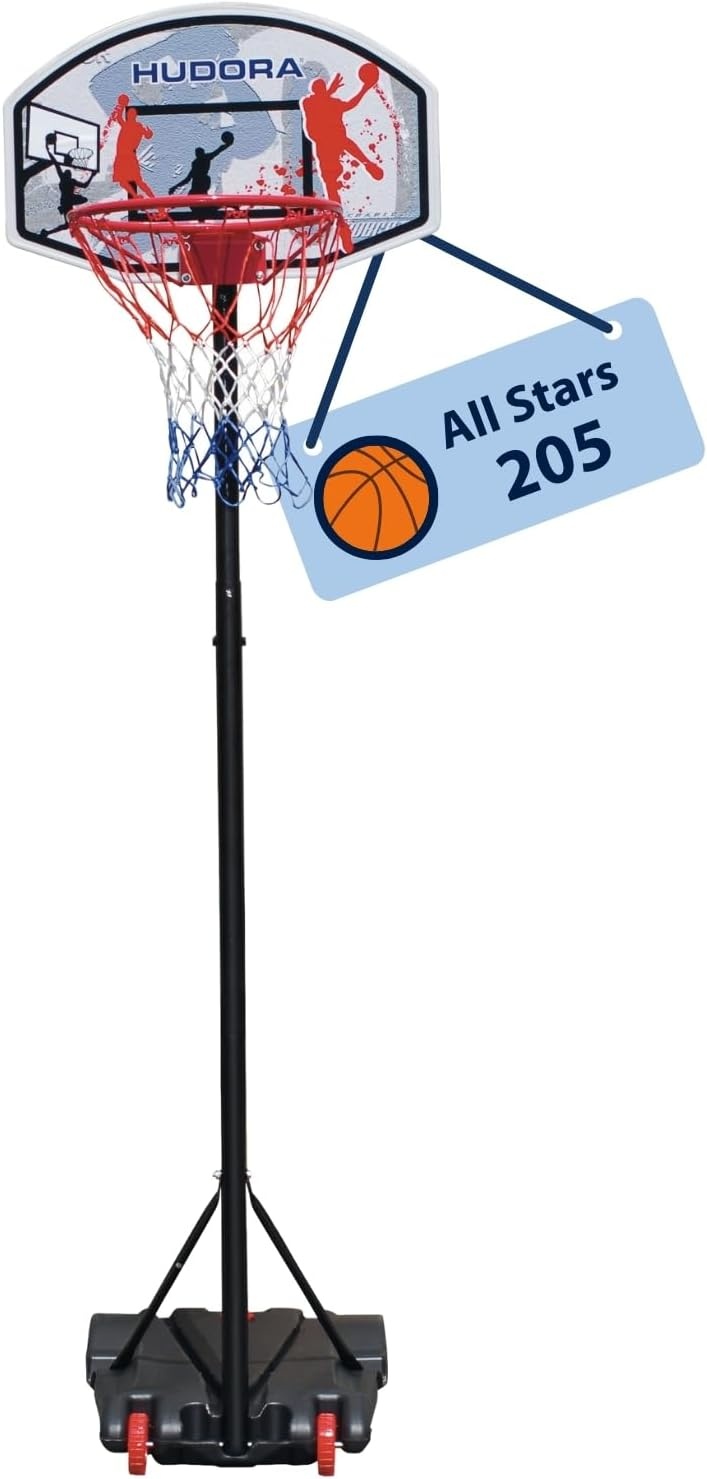 Hudora Basketbalstandaard All Stars basketbalstandaard, in hoogte verstelbaar, 165-205 cm