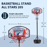 Hudora Basketbalstandaard All Stars basketbalstandaard, in hoogte verstelbaar, 165-205 cm