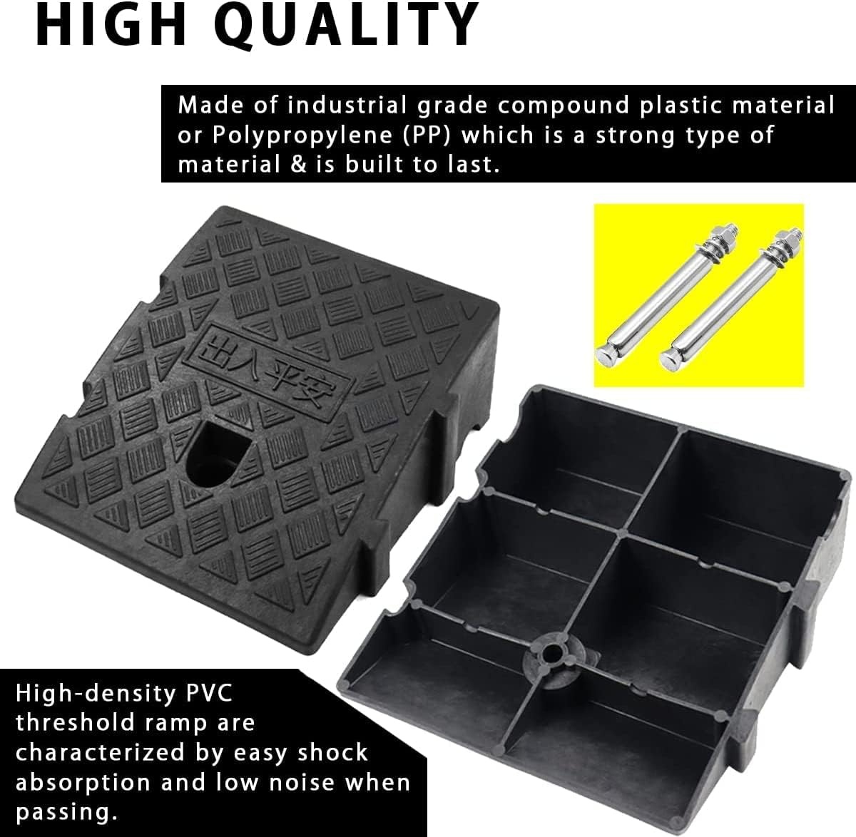 Curb Ramps, Gemaakt Van Stevig Kunststof, 2 Stuks Draagbaar Car Ramps Stoeprand Helling Voor Opritten, Trottoirs, Motoren, Scooters, Auto's, Met 2 Verlengbouten - Maat 27 x 25 x 13 cm