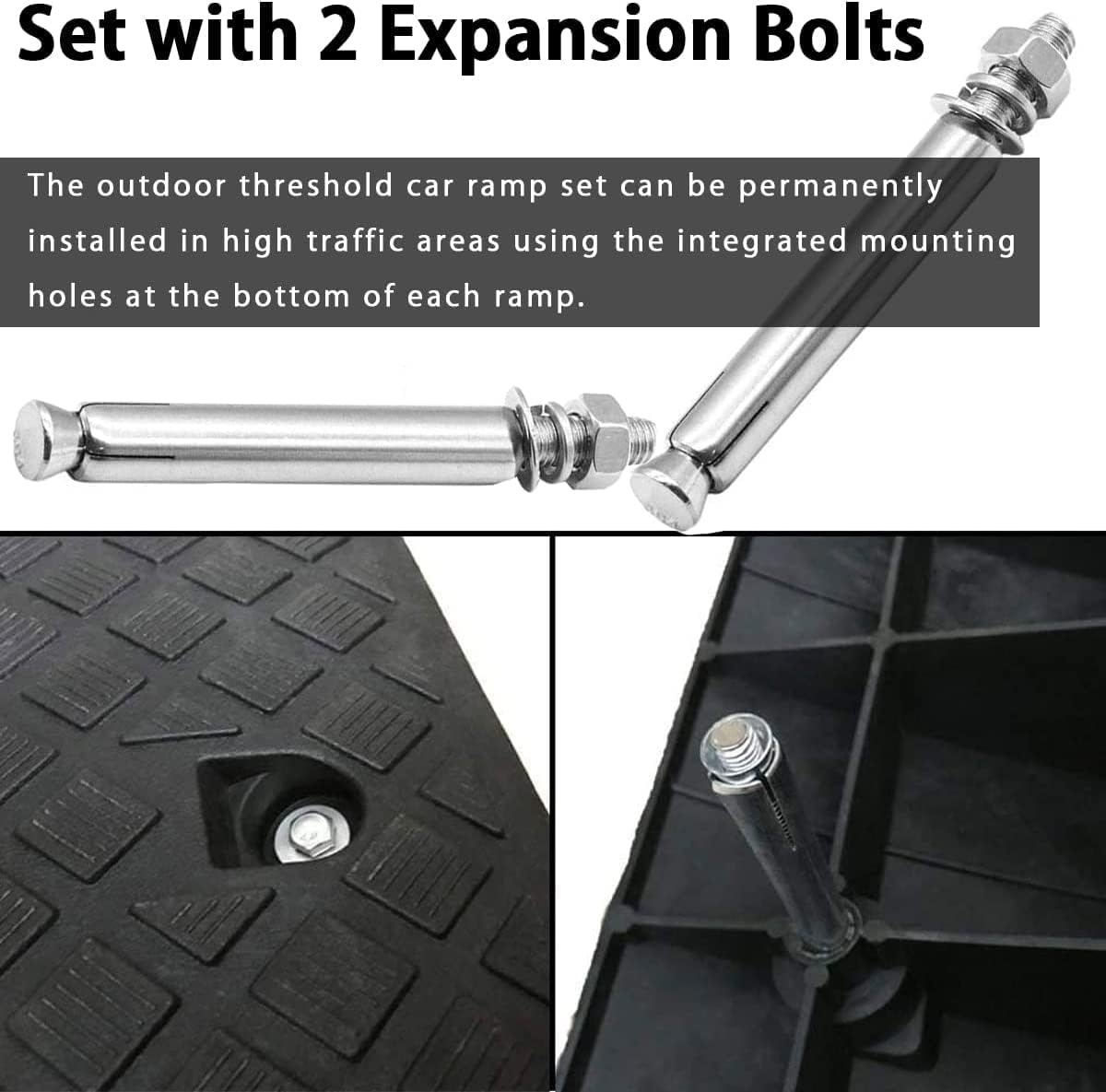 Curb Ramps, Gemaakt Van Stevig Kunststof, 2 Stuks Draagbaar Car Ramps Stoeprand Helling Voor Opritten, Trottoirs, Motoren, Scooters, Auto's, Met 2 Verlengbouten - Maat 27 x 25 x 13 cm