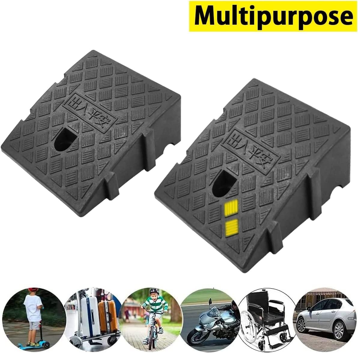 Curb Ramps, Gemaakt Van Stevig Kunststof, 2 Stuks Draagbaar Car Ramps Stoeprand Helling Voor Opritten, Trottoirs, Motoren, Scooters, Auto's, Met 2 Verlengbouten - Maat 27 x 25 x 13 cm