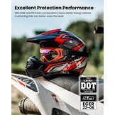 ILM kinderen Motocross Dirt Bike Motorhelm met Goggle Handschoenen ATV Off Road ECE B07,Rood Zwart,M