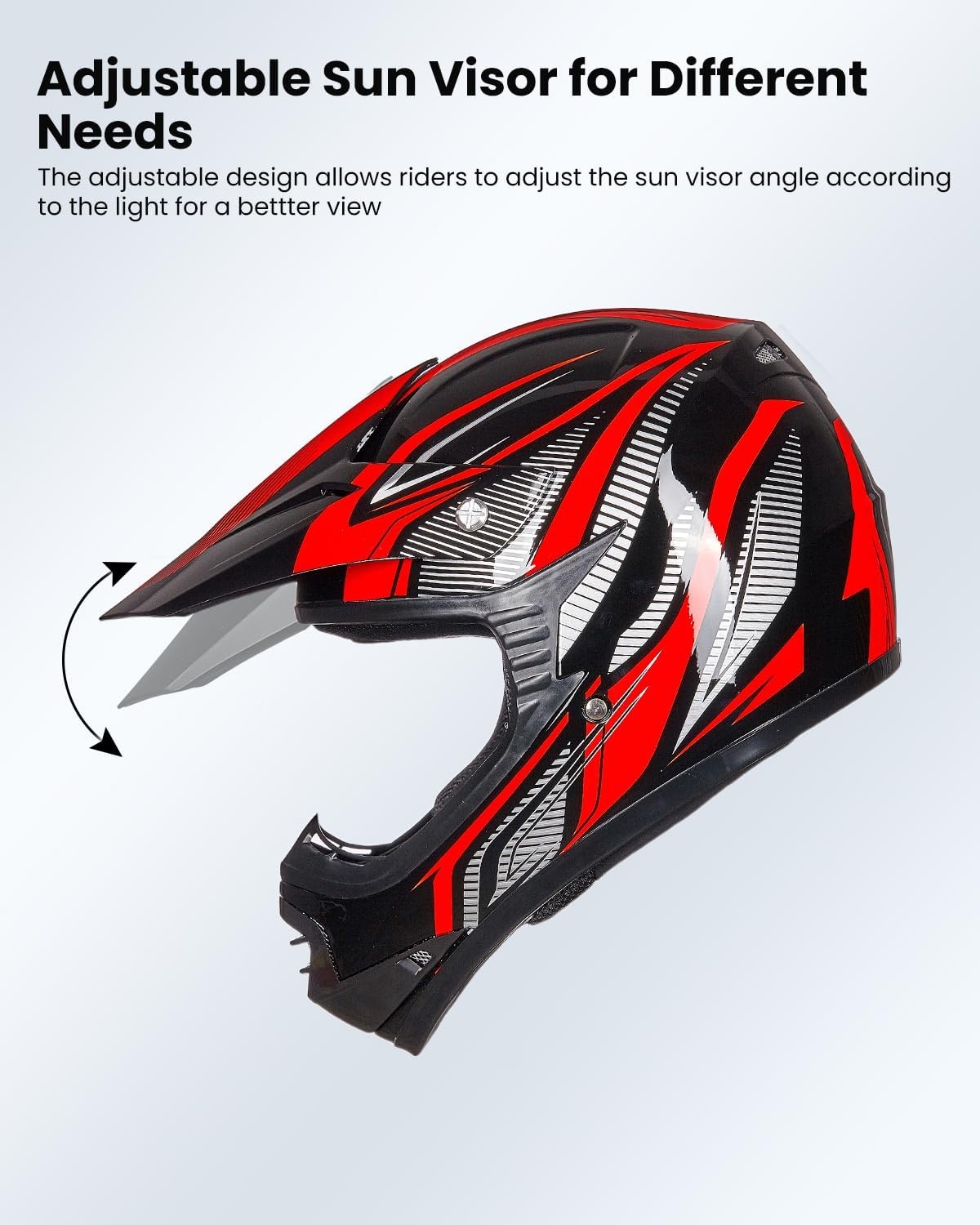 ILM kinderen Motocross Dirt Bike Motorhelm met Goggle Handschoenen ATV Off Road ECE B07,Rood Zwart,M