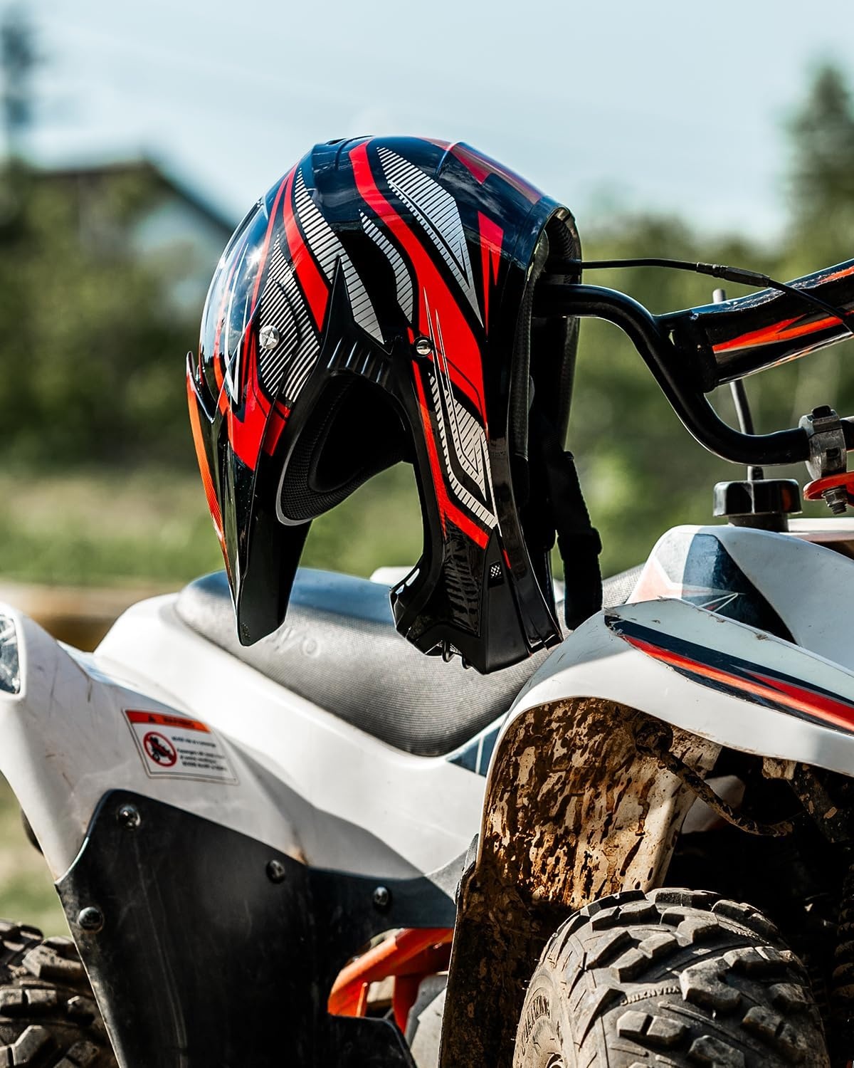 ILM kinderen Motocross Dirt Bike Motorhelm met Goggle Handschoenen ATV Off Road ECE B07,Rood Zwart,M