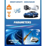 NEWTRY Elektrische takel met draadloze afstandsbediening, kabelafstandsbediening, 1500 W elektrische lier overbelastingsbeveiliging, maximale belasting 300 kg