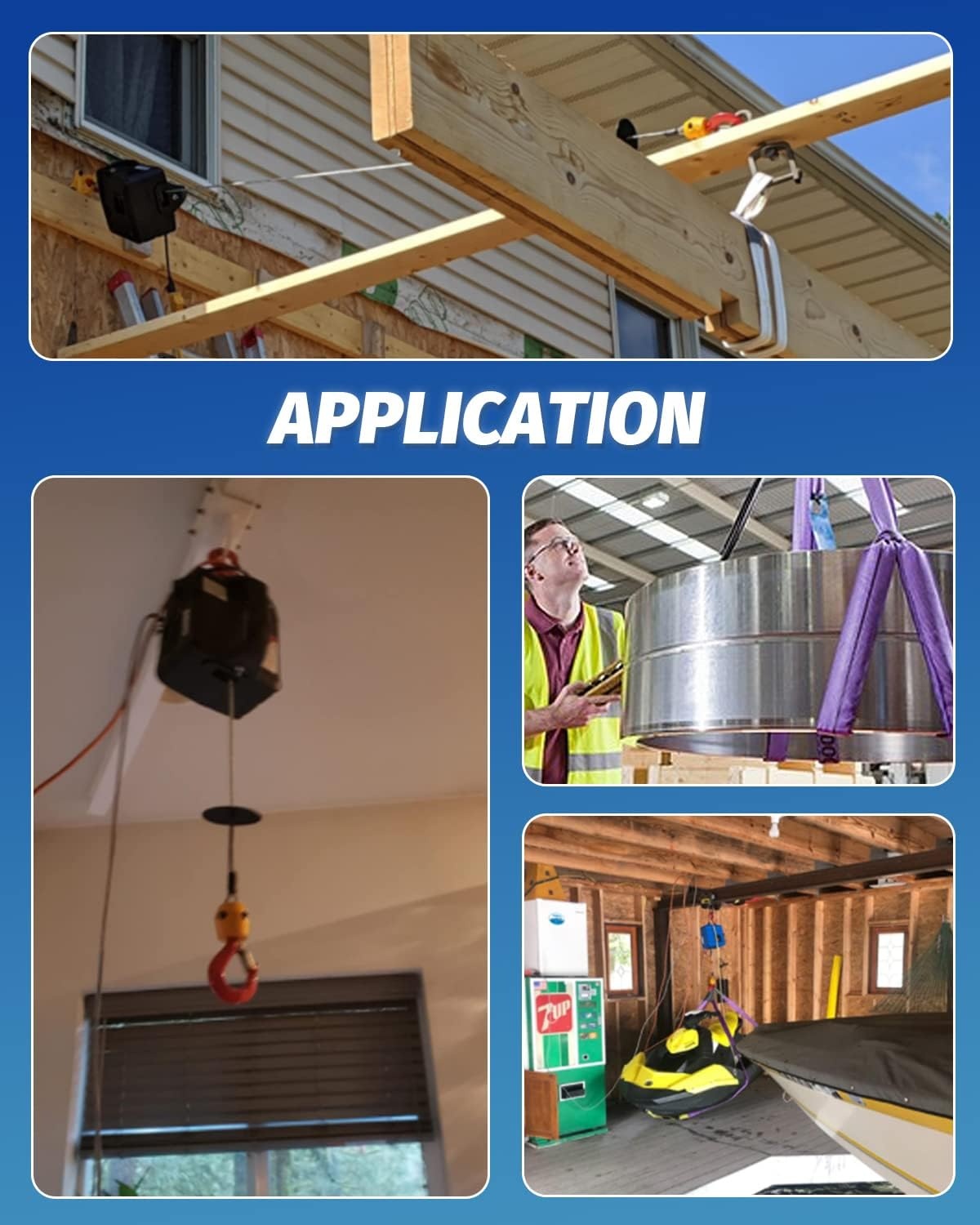 NEWTRY Elektrische takel met draadloze afstandsbediening, kabelafstandsbediening, 1500 W elektrische lier overbelastingsbeveiliging, maximale belasting 300 kg