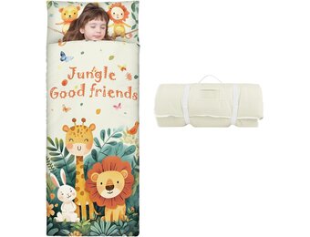 Slaapzak voor jongens meisjes, dutje mat voor kinderen met afneembaar kussen, warme peuter slaapzak voor slaapkamer kinderdagverblijf kleuterschool, cadeau voor verjaardag Kerstmis